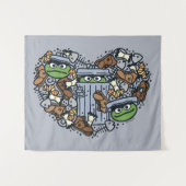 Sesam | Oscar de Grouch Doodle Heart Wandkleed (Voorkant (horizontaal))