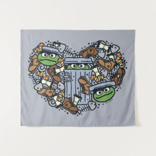 Sesam Oscar de Grouch Doodle Heart Wandkleed