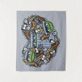 Sesam | Oscar de Grouch Doodle Heart Wandkleed (Voorkant)