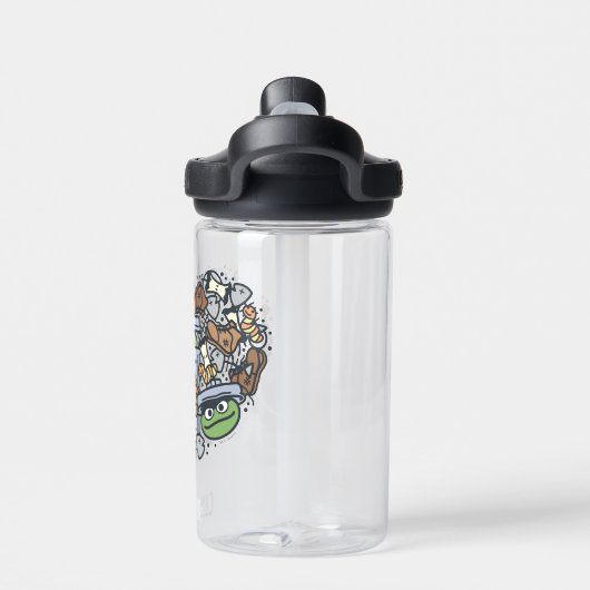 Sesam | Oscar de Grouch Doodle Heart Waterfles (Achterkant)