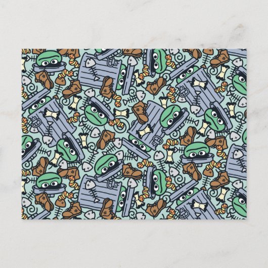 Sesam | Oscar het Grouch Patroon Briefkaart (Voorkant)