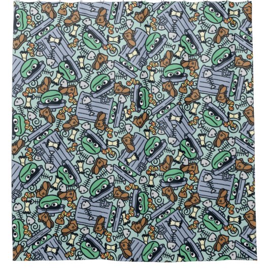 Sesam | Oscar het Grouch Patroon Douchegordijn (Voorkant)