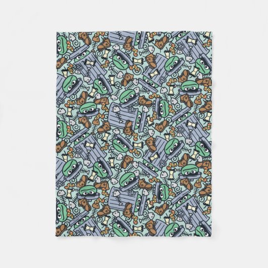 Sesam | Oscar het Grouch Patroon Fleece Deken (Voorkant)