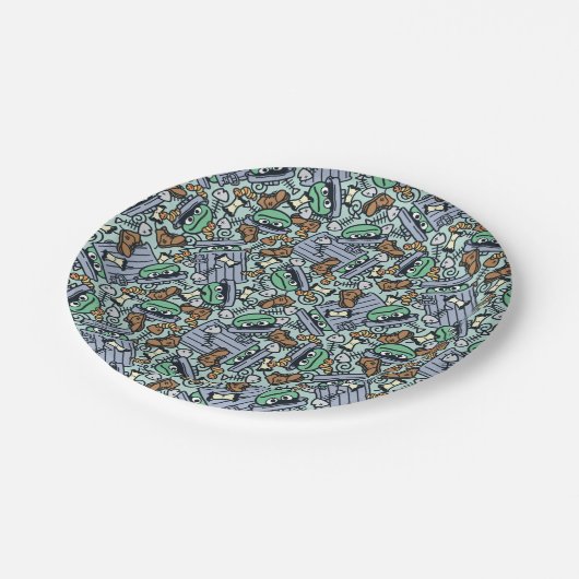 Sesam | Oscar het Grouch Patroon Papieren Bordje (Gekanteld)