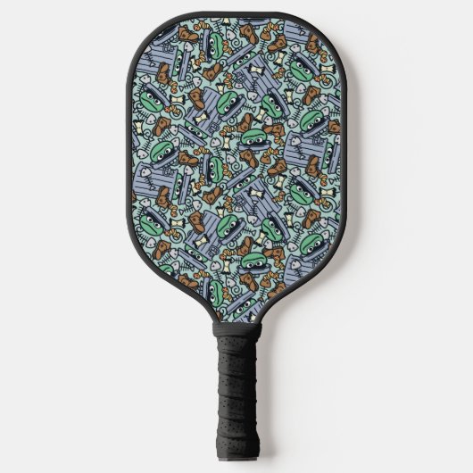 Sesam | Oscar het Grouch Patroon Pickleball Paddle (Voorkant)