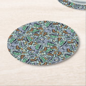 Sesam | Oscar het Grouch Patroon Ronde Kartonnen Onderzetter (Gebogen)