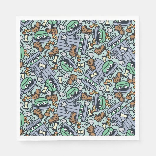 Sesam | Oscar het Grouch Patroon Servet (Voorkant)