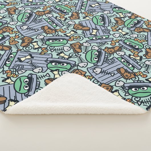 Sesam | Oscar het Grouch Patroon Sherpa Deken (3/4)