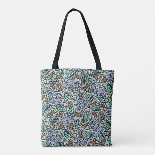 Sesam | Oscar het Grouch Patroon Tote Bag (Achterkant)