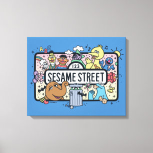Sesam Sesame Pals Doodle Sign Canvas Afdruk