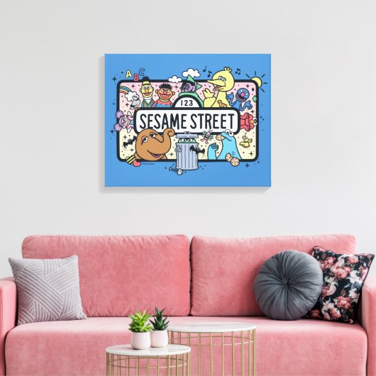 Sesam | Sesame Pals Doodle Sign Canvas Afdruk (Insitu (Woonkamer))