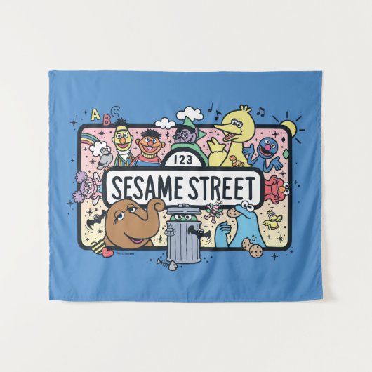 Sesam | Sesame Pals Doodle Sign Wandkleed (Voorkant (horizontaal))