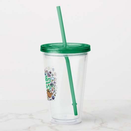 Sesam | Sesamstraat Groene Doodle Script Acryl Drinkbeker (Links)
