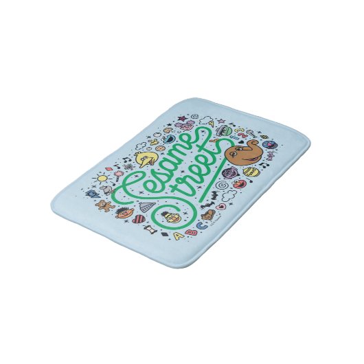 Sesam | Sesamstraat Groene Doodle Script Badmat (Gekanteld)