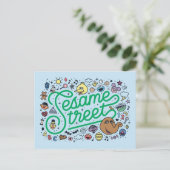 Sesam | Sesamstraat Groene Doodle Script Briefkaart (Staand voorkant)