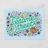Sesam | Sesamstraat Groene Doodle Script Briefkaart (Voorkant)