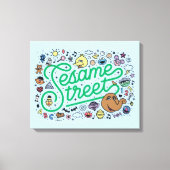Sesam | Sesamstraat Groene Doodle Script Canvas Afdruk (Voorkant)
