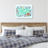 Sesam | Sesamstraat Groene Doodle Script Canvas Afdruk (Insitu (Slaapkamer))