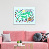 Sesam | Sesamstraat Groene Doodle Script Canvas Afdruk (Insitu (Woonkamer))