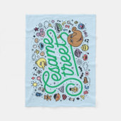 Sesam | Sesamstraat Groene Doodle Script Fleece Deken (Voorkant)