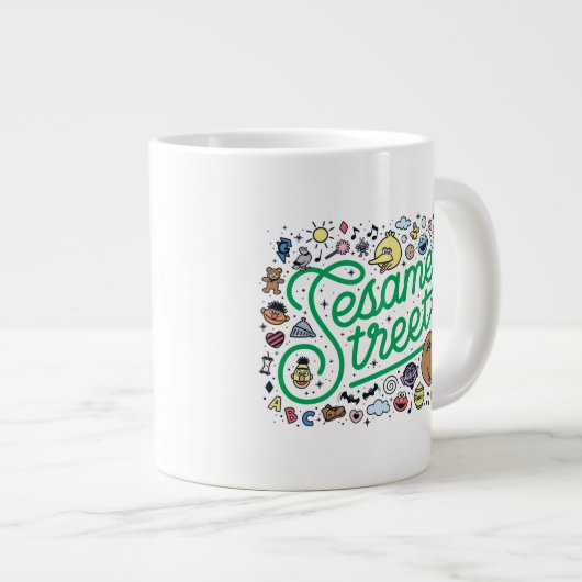 Sesam | Sesamstraat Groene Doodle Script Grote Koffiekop (Voorkant rechts)