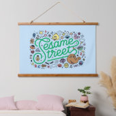 Sesam | Sesamstraat Groene Doodle Script Hangend Wandkleed (Slaapkamer)