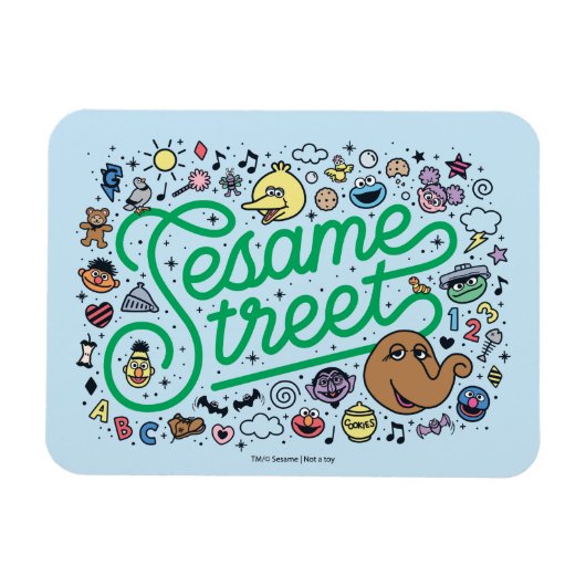 Sesam | Sesamstraat Groene Doodle Script Magneet (Horizontaal)