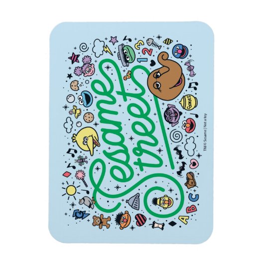 Sesam | Sesamstraat Groene Doodle Script Magneet (Verticaal)