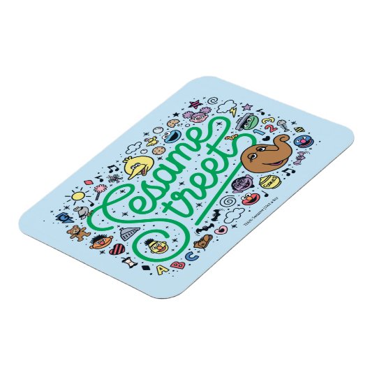Sesam | Sesamstraat Groene Doodle Script Magneet (Linkerzijde)