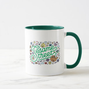 Sesam   Sesamstraat Groene Doodle Script Mok