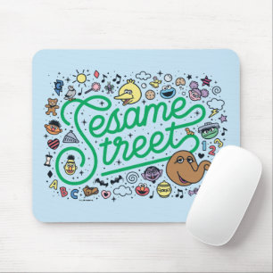Sesam   Sesamstraat Groene Doodle Script Muismat