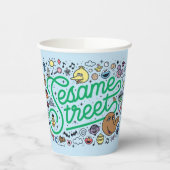 Sesam | Sesamstraat Groene Doodle Script Papieren Bekers (Links)