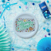 Sesam | Sesamstraat Groene Doodle Script Papieren Bordje (Feest)