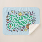 Sesam | Sesamstraat Groene Doodle Script Sherpa Deken (Voorkant (horizontaal))