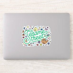 Sesam Sesamstraat Groene Doodle Script Sticker