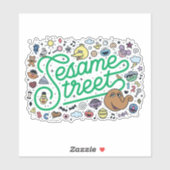 Sesam | Sesamstraat Groene Doodle Script Sticker (Vel)