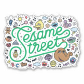 Sesam | Sesamstraat Groene Doodle Script Sticker (Voorkant)