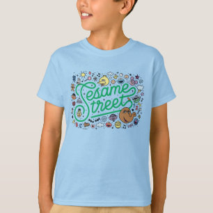 Sesam   Sesamstraat Groene Doodle Script T-shirt