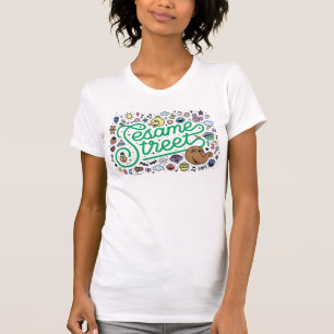 Sesam   Sesamstraat Groene Doodle Script T-shirt