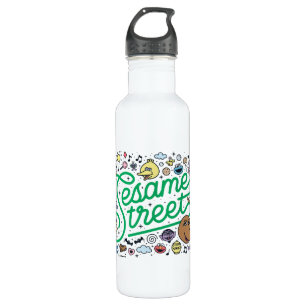 Sesam   Sesamstraat Groene Doodle Script Waterfles