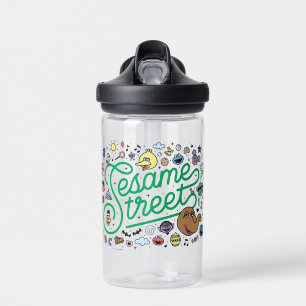 Sesam   Sesamstraat Groene Doodle Script Waterfles