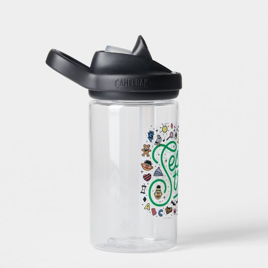 Sesam | Sesamstraat Groene Doodle Script Waterfles (Rechts)