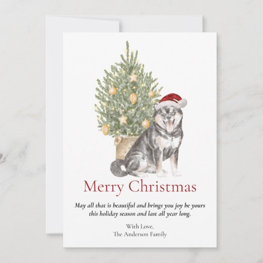 Sesam Shiba Inu and KerstTree Pet Dog Feestdagenkaart (Voorkant)