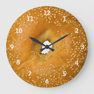Sesame Bagel Clock Grote Klok