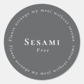 Sesame-Free Request Sticker, Dark-gray - White Ronde Sticker (Voorkant)