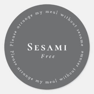Sesame-Free Request Sticker, Dark-gray - White Ronde Sticker