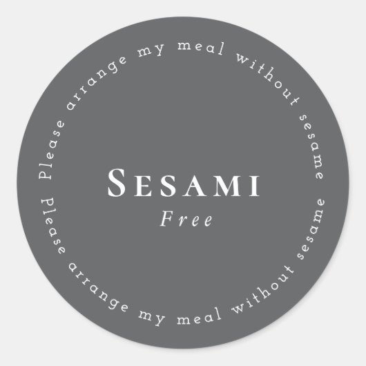 Sesame-Free Request Sticker, Dark-gray - White Ronde Sticker (Voorkant)