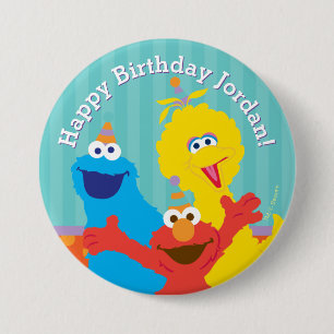 Sesame Pals Birthday Patroon Ronde Button 7,6 Cm