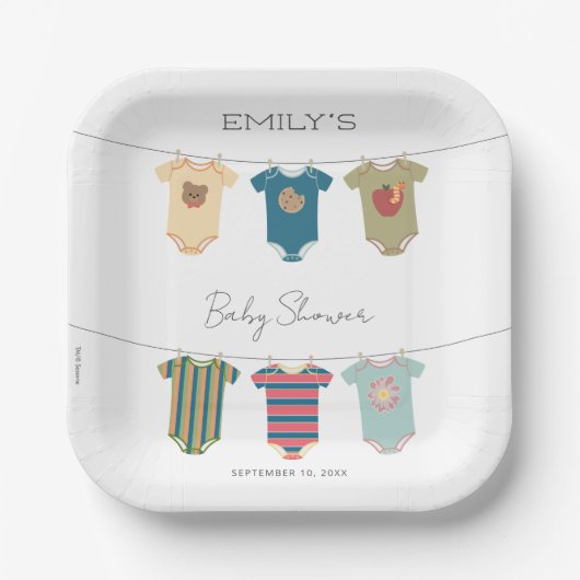 Sesame Pals Bodysuits Baby shower Papieren Bordje (Voorkant)