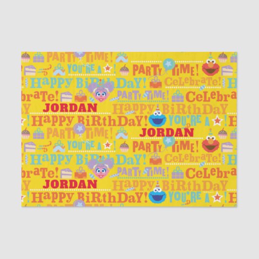 Sesame Pals Celebratiepatroon Tissuepapier (Voorkant)